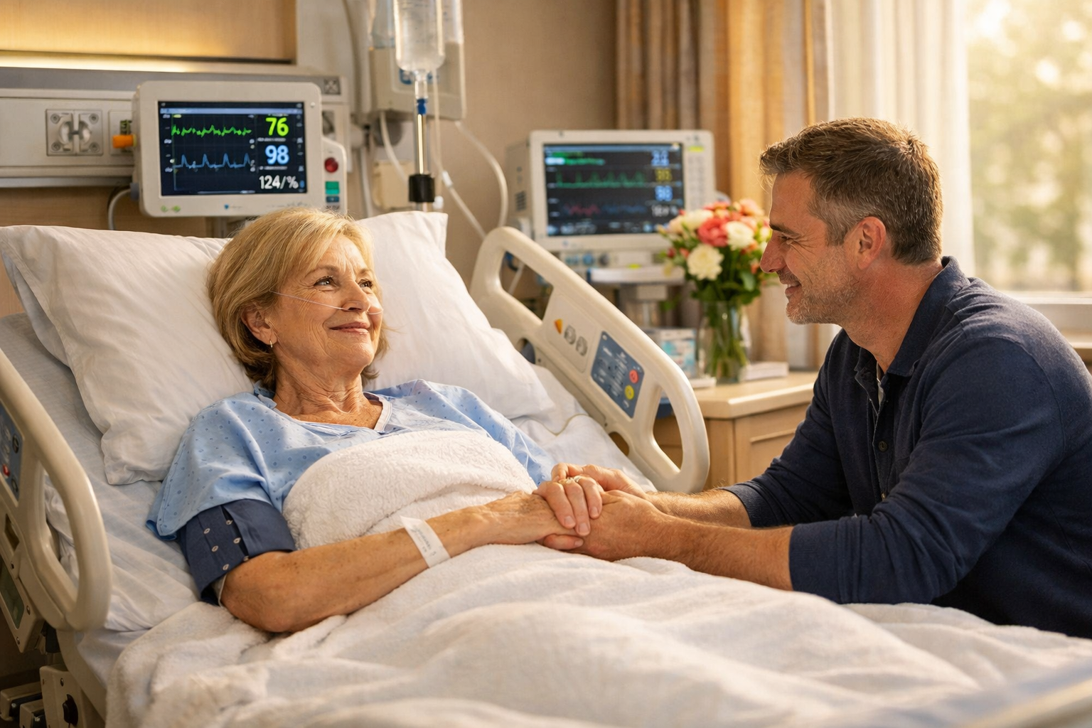 Patient recovery consultation with clinician